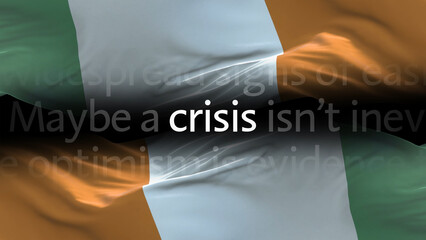 Cote d'lvoire flag - Waving flag on loop of economic news articles
