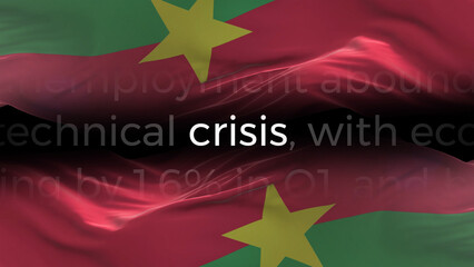 Burkina Faso flag - Waving flag on loop of economic news articles