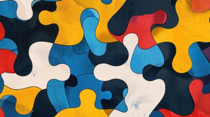 Minimalist composition background featuring an abstract puzzle with a mix of bold and smooth shapes