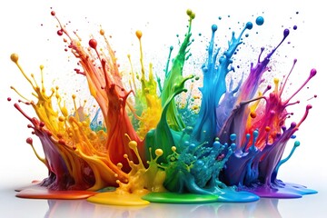 colorful paint splashes isolated on white background