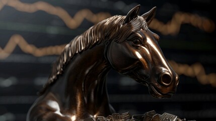 Horse with a finance-related quote, symbolizing a stable investment