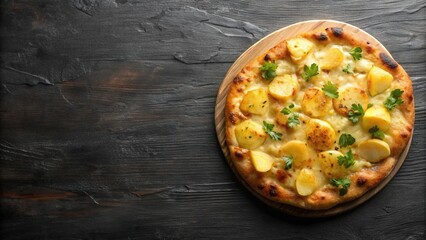 delicious flatbread with potatoes and cheese silhouette