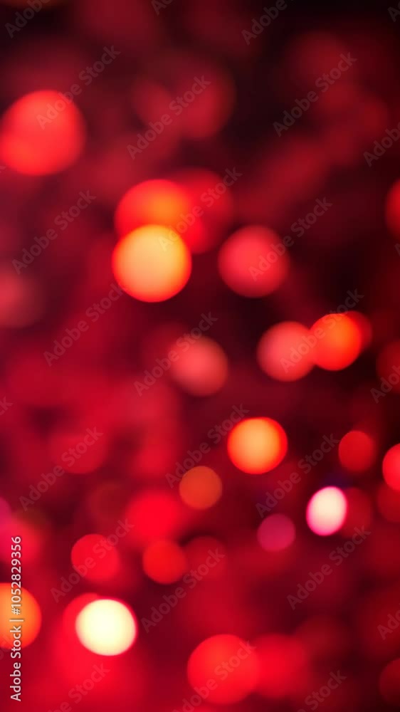 Poster Red bokeh abstract background with defocused light circles