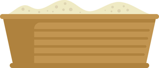 Sandbox full of sand isolated on white background, children playground equipment for summer fun