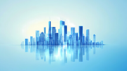 Fototapeta premium Vector illustration of 3d polygonal city, futuristic concept, metropolis for vr glasses. abstract cityscape for tech background in virtual reality. Virtual Cityscape. Illustration