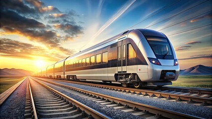 Fototapeta premium Photorealistic modern train scene with shallow depth of field
