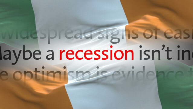 Cote d'lvoire flag - Waving flag on loop of economic news articles - Powered by Adobe