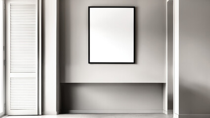 Minimalist Interior with Blank Framed Artwork and Neutral Walls