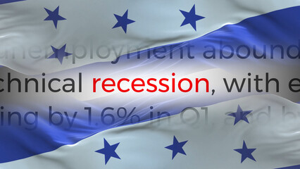 Honduras flag - Waving flag on loop of economic news articles