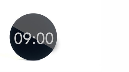A digital clock isolated on a white background.