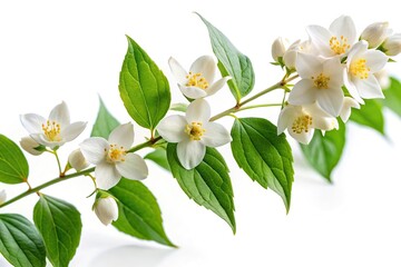 Obraz premium Minimalist jasmine branches isolated on white background