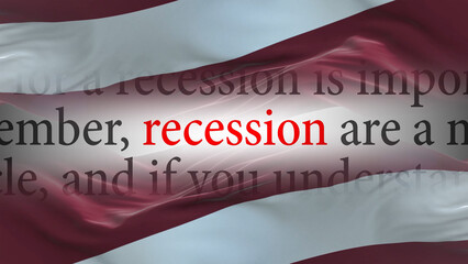 Latvia flag - Waving flag on loop of economic news articles