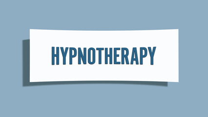 Hypnotherapy. A card isolated on blue background.