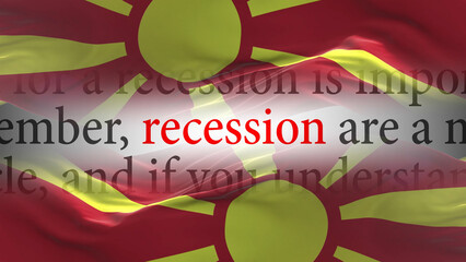 Macedonia flag - Waving flag on loop of economic news articles