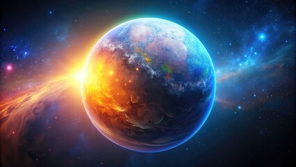 Isolated Planet in Night Sky, Ethereal Glow, Generative AI Artwork, Cosmic Beauty, Astronomical Wonder, Space Exploration, Minimalist Design, Celestial Sphere, Digital Art, Night Photography