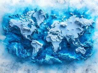 Fototapeta premium Watercolor Map of the Arctic Circle