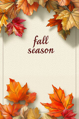 Fall Season Text Surrounded by Autumn Leaves for Seasonal Decor and Festive Fall Projects