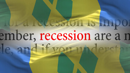 Saint Vincent and the Grenadines flag - Waving flag on loop of economic news articles