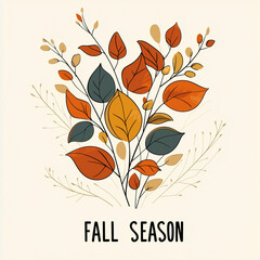 Fall Season Text with Simple Leaf Art for Minimalist Autumn Decor and Seasonal Projects or Cards