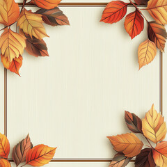 Autumn Frame with Leaves for Fall-Themed Projects and Seasonal Displays Promotions or Cards