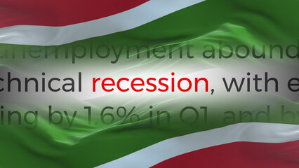 Tatarstan flag - Waving flag on loop of economic news articles