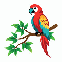 macaw on tree branch silhouette vector art