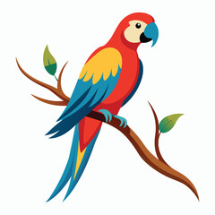 macaw on tree branch silhouette vector art