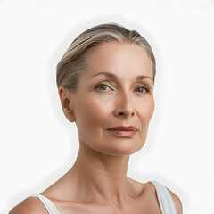 mature woman with gracefully aging skin with white shades, cinematic, png