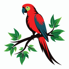 macaw on tree branch silhouette vector art