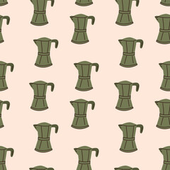 Coffee pot seamless pattern. Vector illustration in flat style.