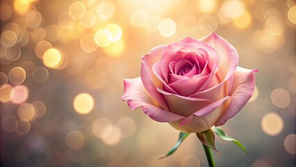Soft Focus Close-Up of a Pink Rose Flower Silhouette with Copy Space for Elegant Designs and Romantic Themes