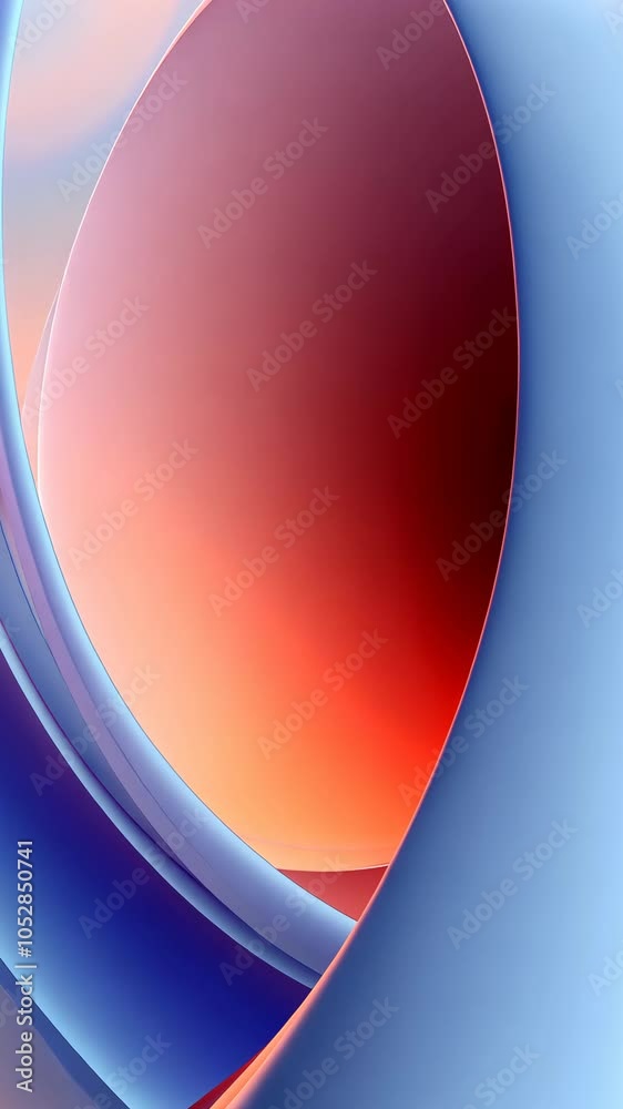 Poster abstract curved shapes with blue and red gradient, modern art concept