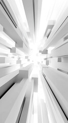 Obraz premium A white and grey image of a building with many white columns. The image is a representation of a futuristic cityscape