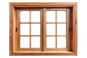 Wooden window isolated on white background