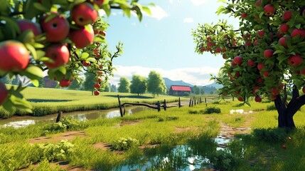 apple trees on an organic fruit farm