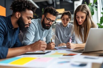 Fototapeta premium A product manager collaborating with a development team, ensuring that all product features align with customer needs and company goals.