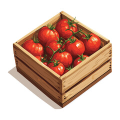 Wooden Box Packed with Fresh Tomatoes