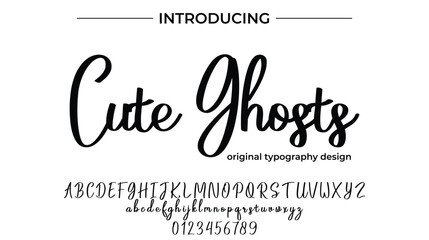 Cute Ghosts Font Stylish brush painted an uppercase vector letters, alphabet, typeface
