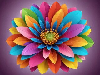 Fototapeta premium A colorful clip-art flower with intricate petals and a bright center, clip-art, petals