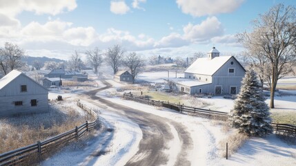 Fototapeta premium Rustic American barn with a Christmas tree decorated in natural elements