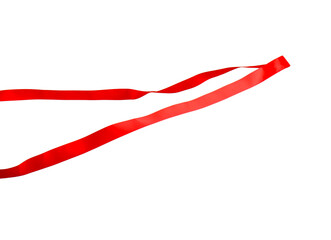 Finish. One red ribbon isolated on white