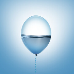 Balloon with water inside on light blue background