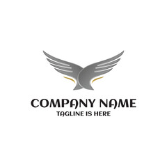 Obraz premium wing fly vector eagle bird logo icon. Ideal wing vector for logo flat design tattoos, decals. customizable art symbol for emblem. Feather flight freedom vector illustration