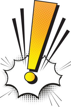 Exclamation mark comic book text pop art style. Comic effect shape