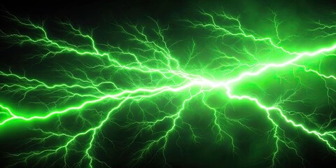 Fototapeta premium Green electric lightning bolt striking a background, energy, dynamic, motion, power, electricity, speed, vibrant