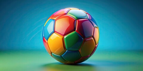 Fototapeta premium Modern moulded soccer football with vibrant colors and streamlined design, soccer ball, sports equipment