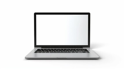 Fototapeta premium Laptop with blank empty white screen display mock-up, isolated on white background 