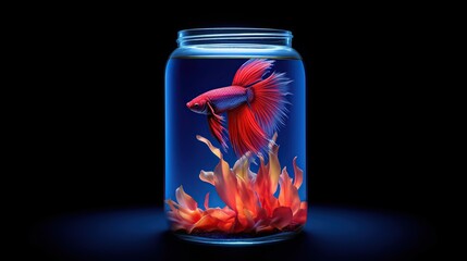 Obraz premium betta fish in a jar colorful