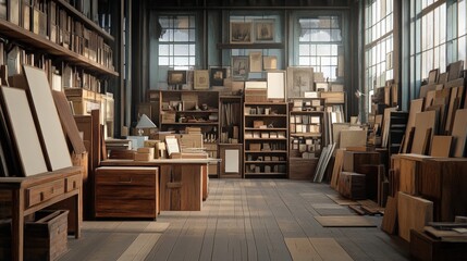 Obraz premium Creative Studio Showcasing Raw Materials and Processes