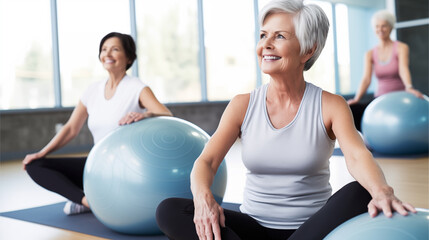 Obraz premium elderly people working out at gym, in a training session to stay healthy 